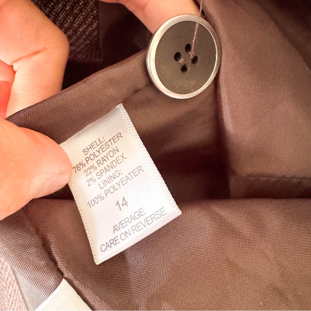 7th Avenue Blazer and Pants Brown Suit Set Chevron Pattern Size 14P - Picture 6 of 13